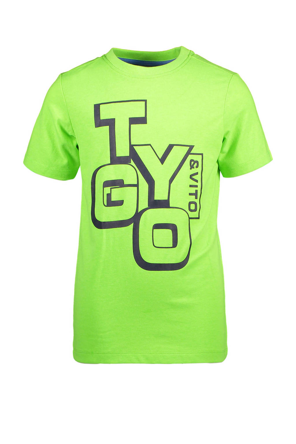 TYGO & vito T-shirt met tekst groen/zwart