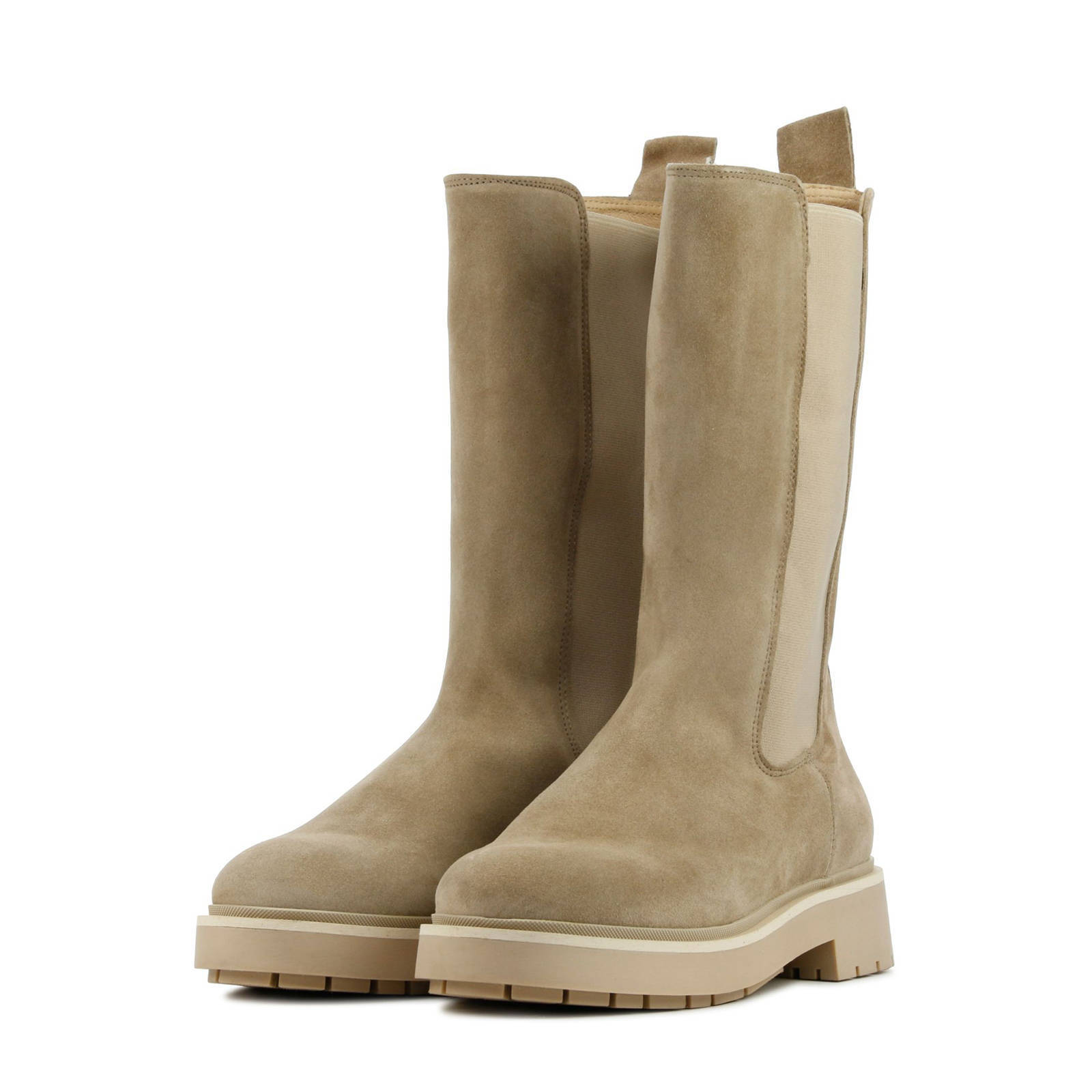 Via Vai 5510069 hoge suède chelsea boots beige | wehkamp