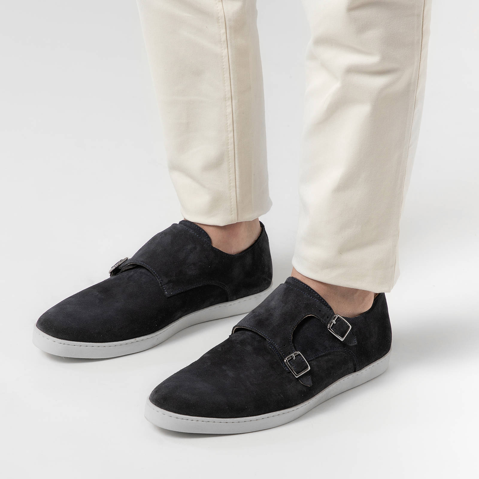 Manfield suède gespschoenen donkerblauw | wehkamp