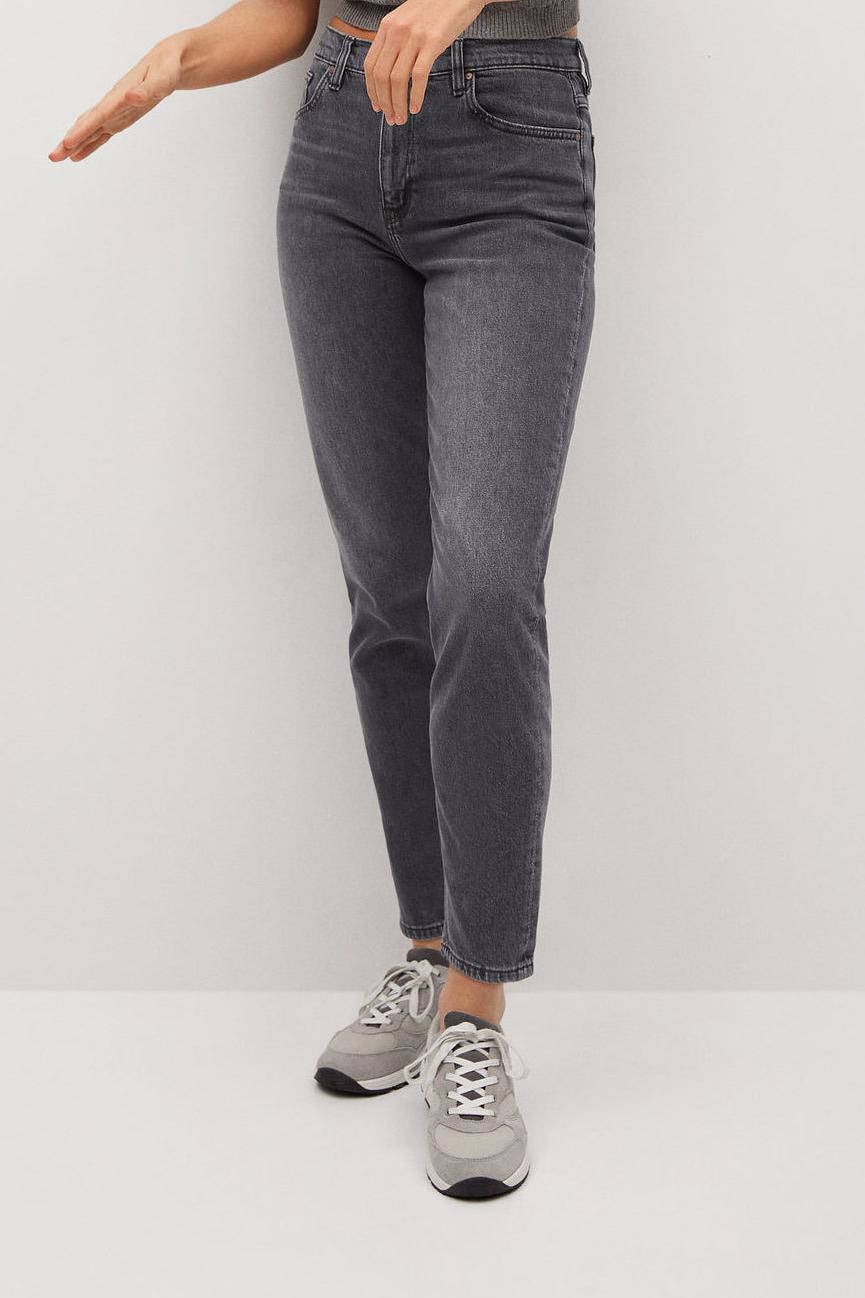 Mango high waist mom jeans grijs | wehkamp