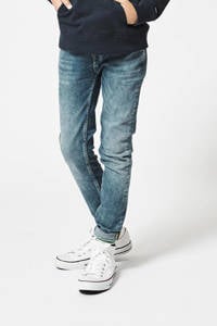 Blauwe jongens America Today Junior skinny jeans Keanu Jr. van stretchdenim met ritssluiting