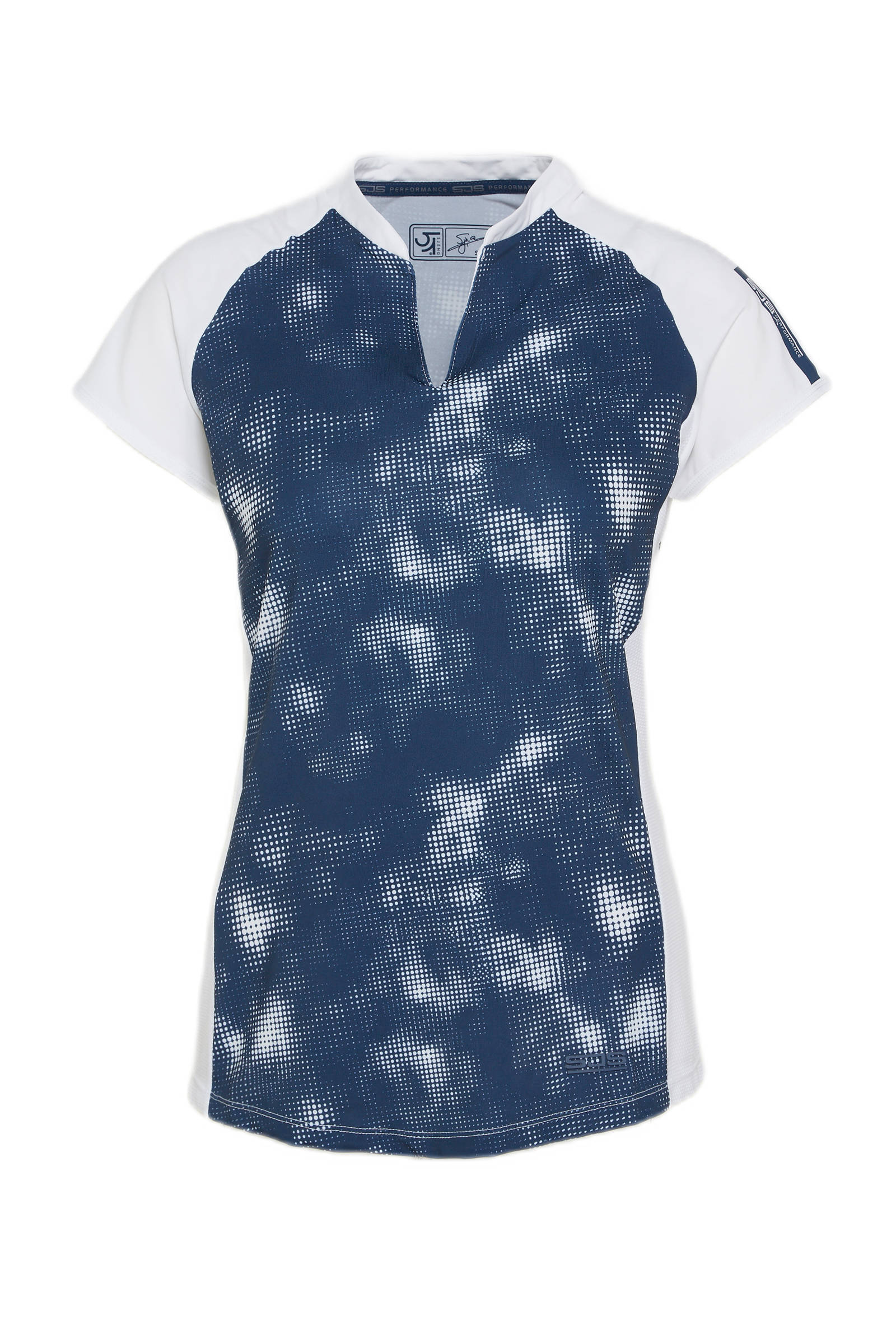 Sjeng Sports sport T-shirt Waverly wit/blauw | wehkamp