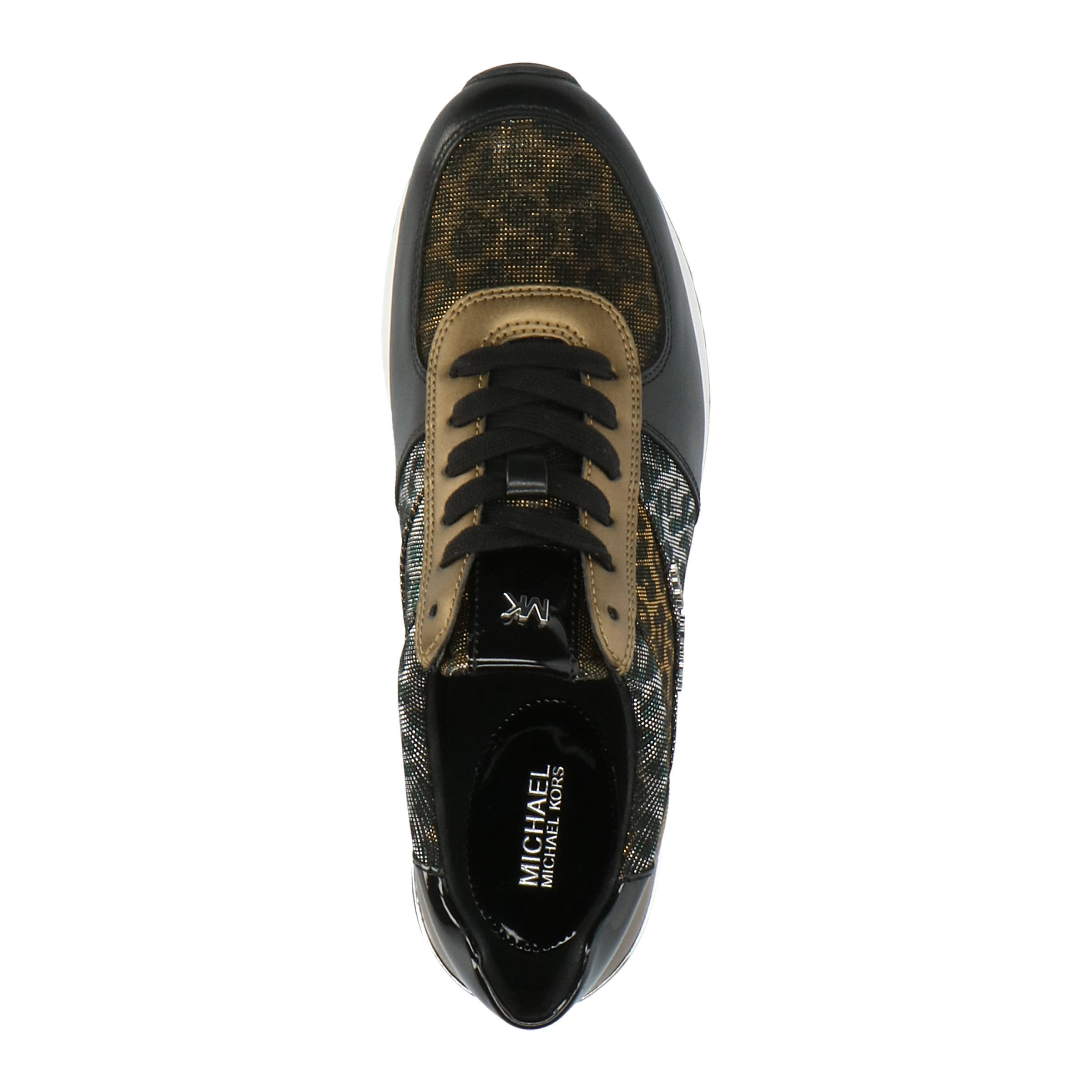 Michael Kors Allie Trainer leren sneakers met panterprint brons | wehkamp