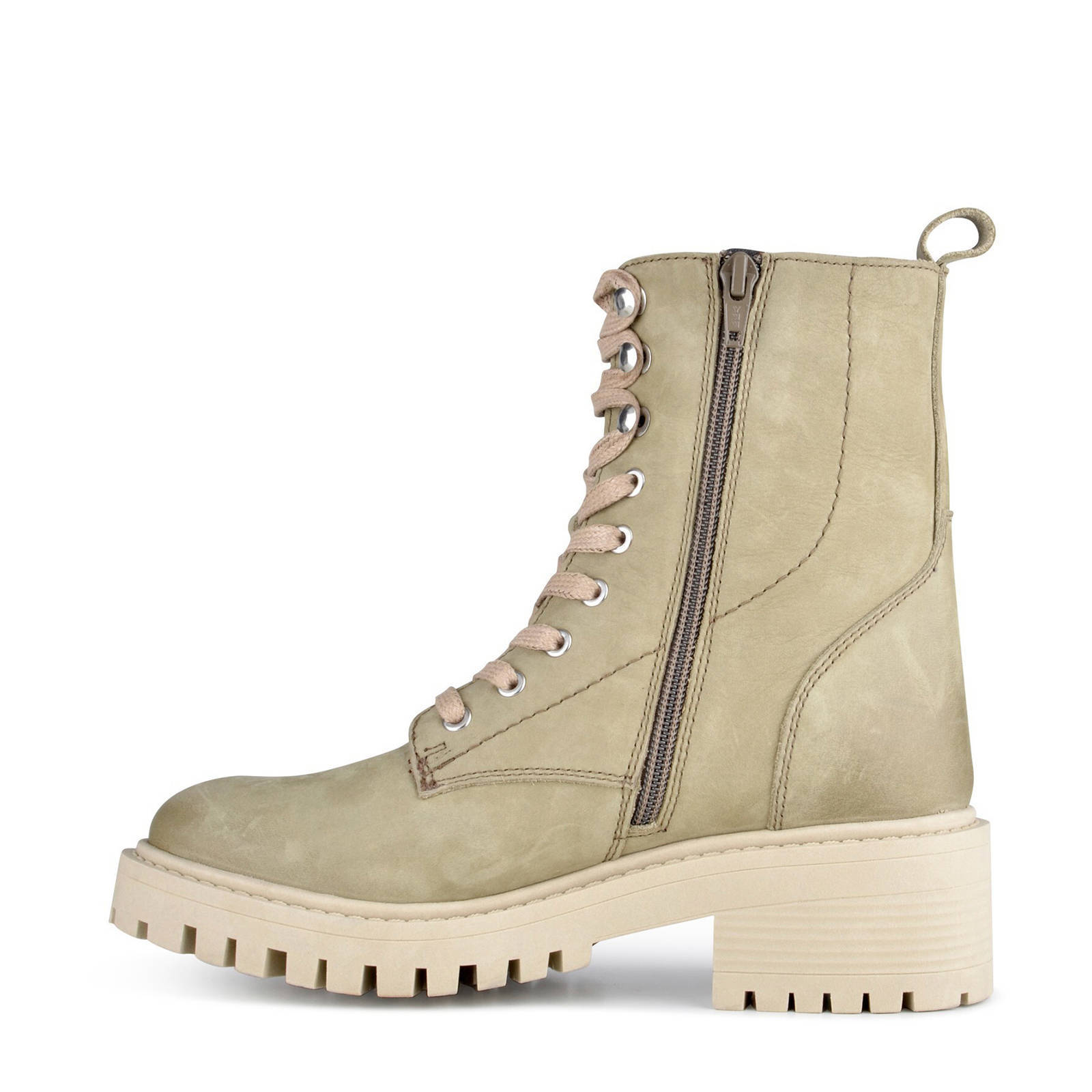 PS Poelman Klara leren veterboots lichtgroen | wehkamp
