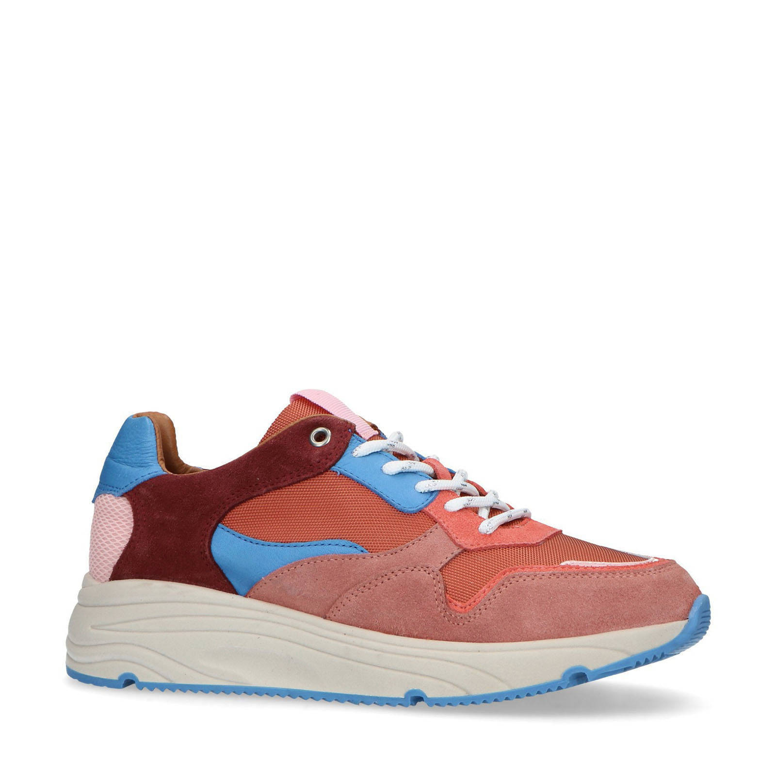 Manfield suède sneakers rood/blauw | wehkamp