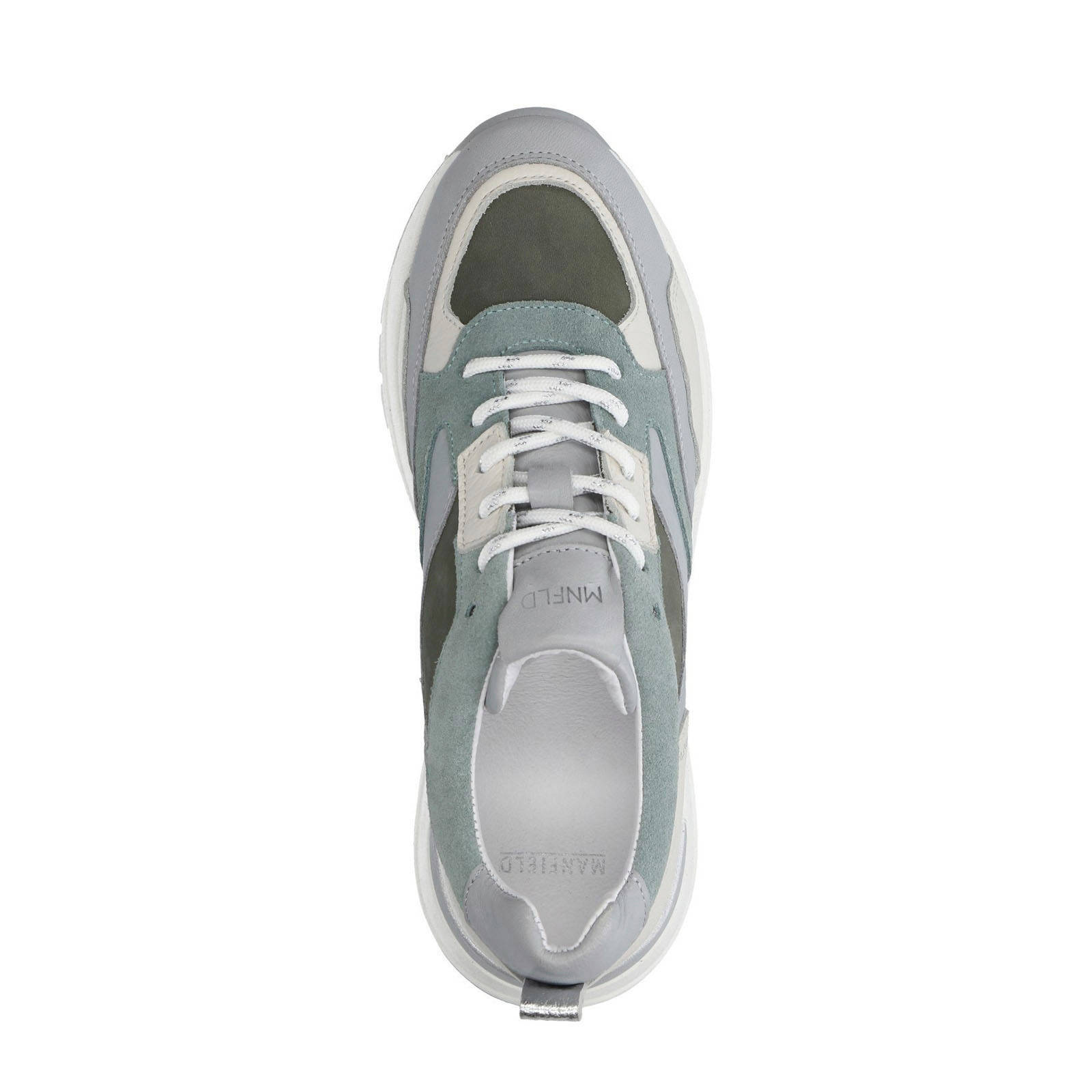 Manfield Dames Blauwe suède sneakers - Schoenen.nl