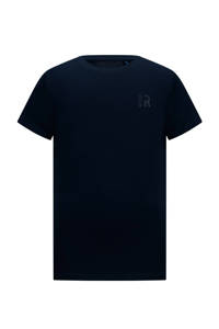 Donkerblauwe jongens Retour Denim basic T-shirt Corneel van stretchkatoen met korte mouwen en ronde hals