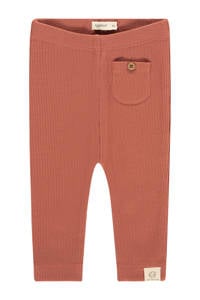 Roodbruine Babyface baby regular fit broek van stretchkatoen met elastische tailleband