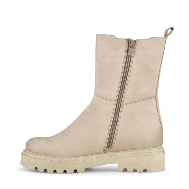 PS Poelman Saturno hoge suède chelsea boots beige | wehkamp