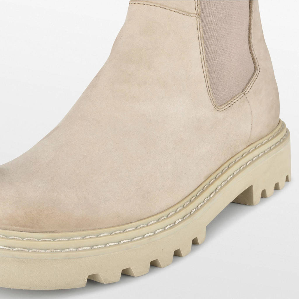 PS Poelman Saturno hoge suède chelsea boots beige | wehkamp