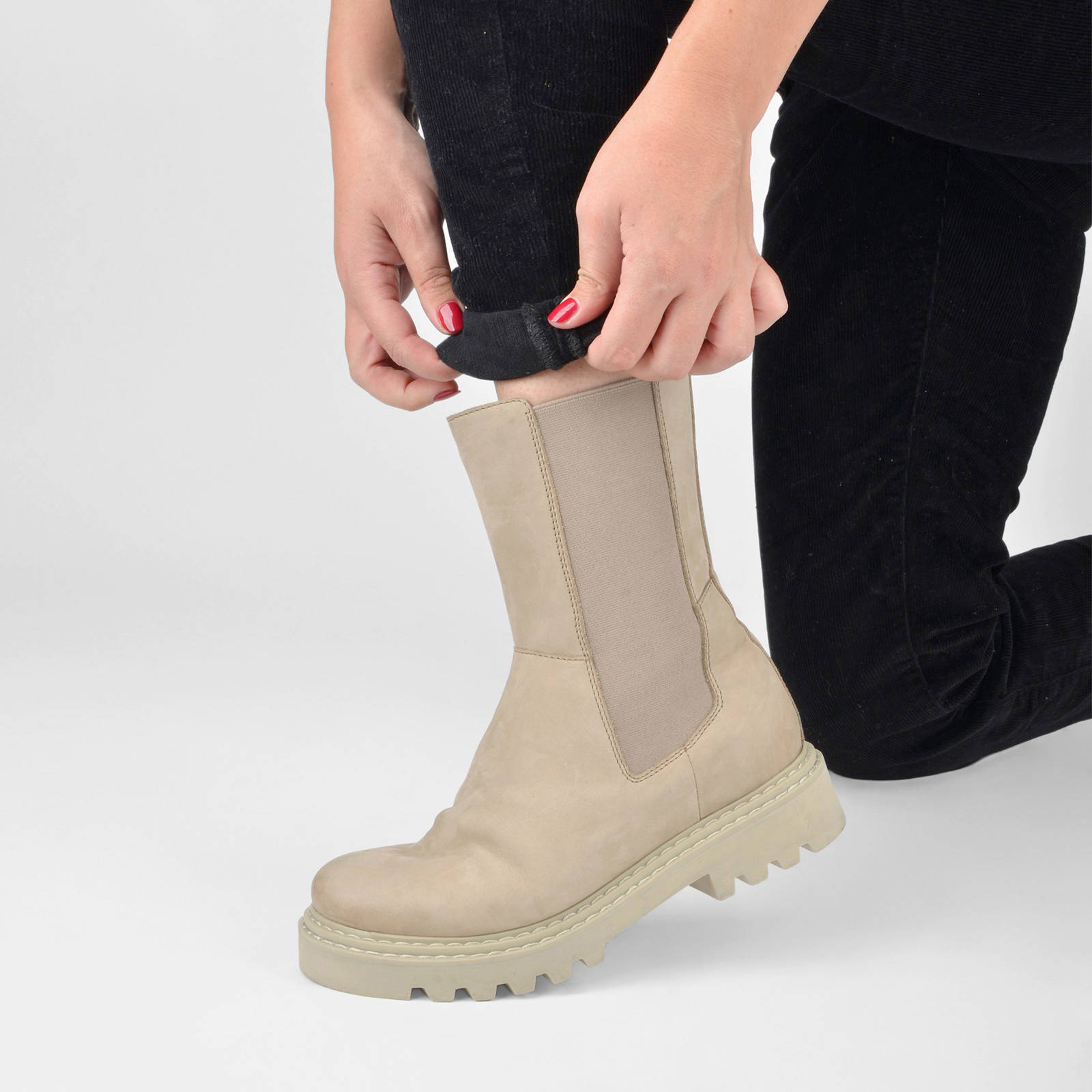 PS Poelman Saturno hoge suède chelsea boots beige | wehkamp