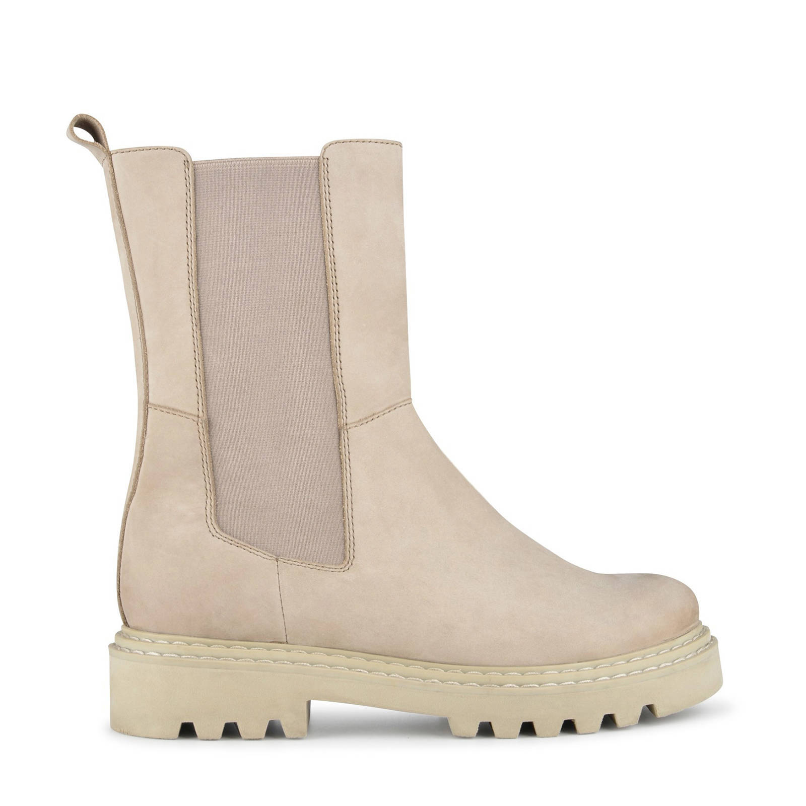 PS Poelman Saturno hoge suède chelsea boots beige | wehkamp