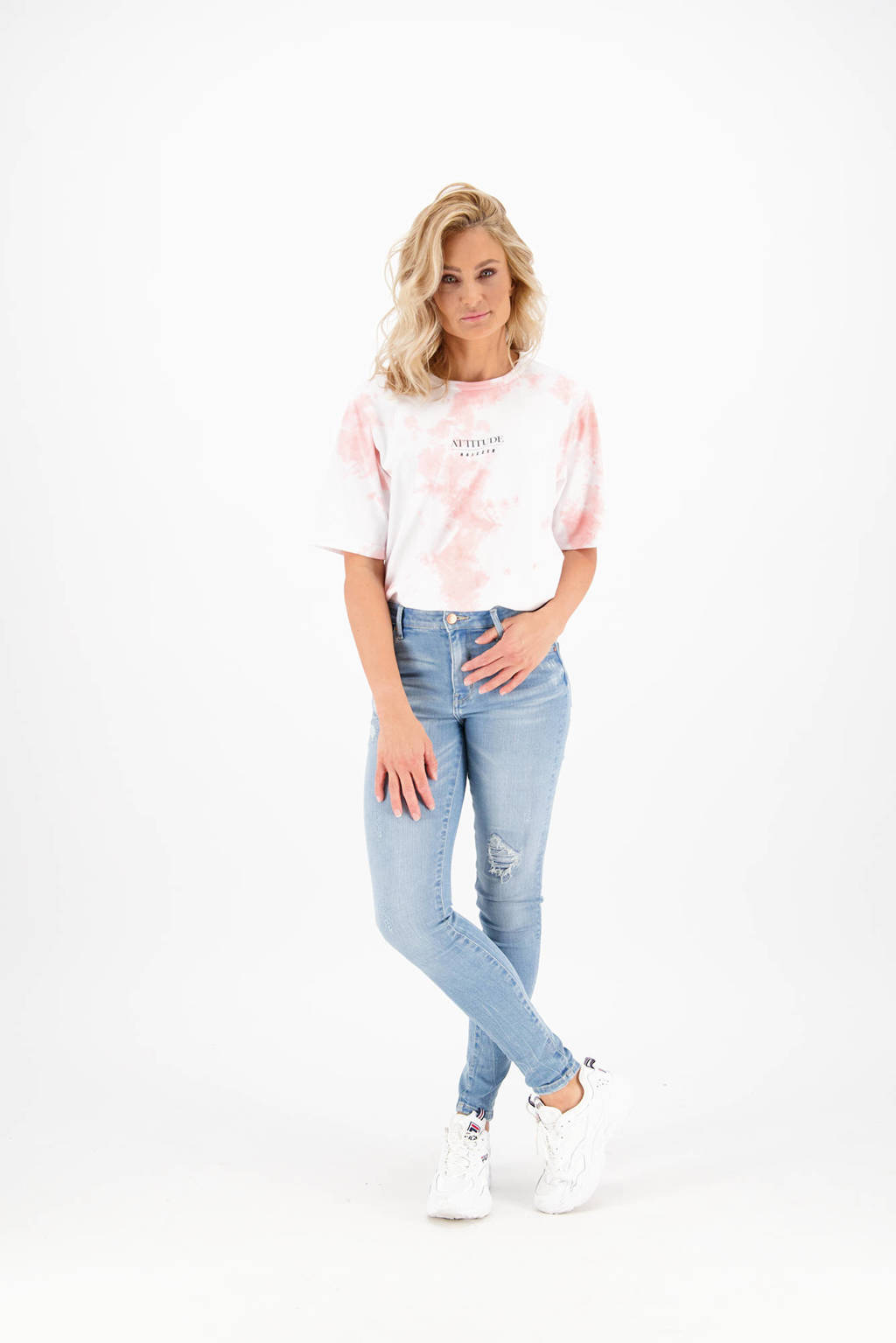 Raizzed tie-dye T-shirt Halien wit/roze, Wit/roze