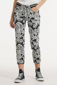 Para Mi skinny broek Capri (Elastic) met paisleyprint zwart/wit, Zwart/wit