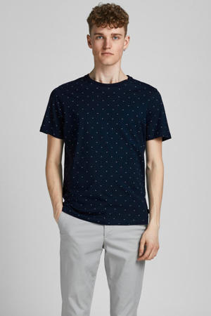 T-shirt JPRBLAGABRIEL met all over print donkerblauw