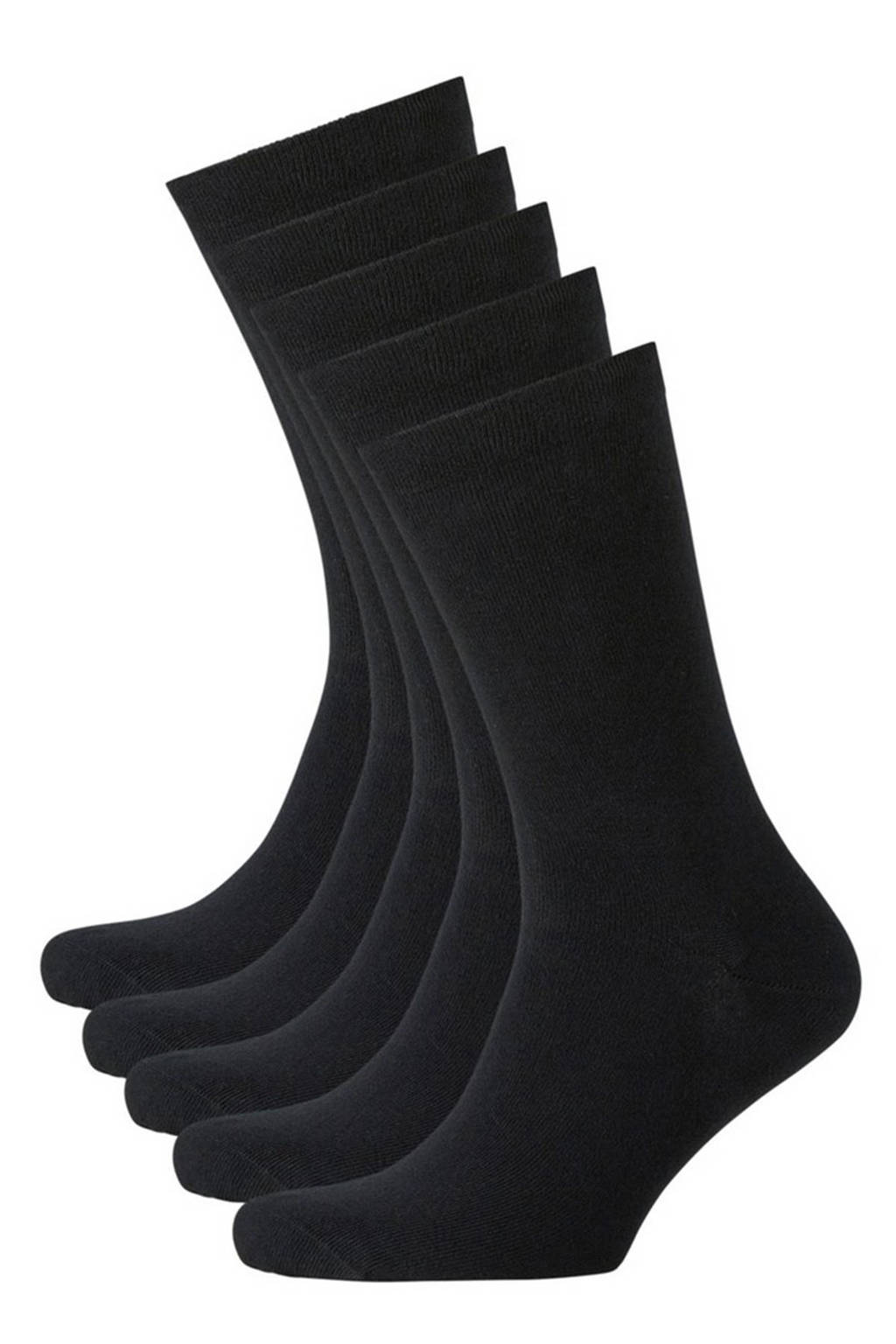 anytime sokken biologisch katoen - set van 5 zwart, Zwart