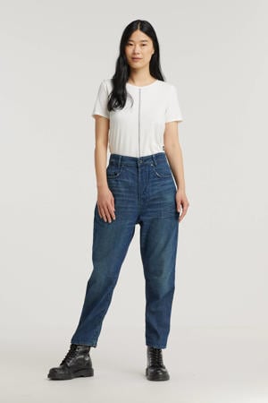 C-Staq high waist tapered fit jeans van biologisch katoen blue