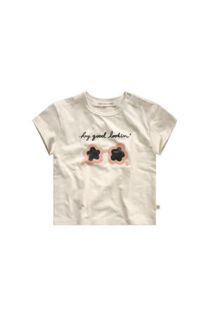 T-shirt met printopdruk ecru/geel