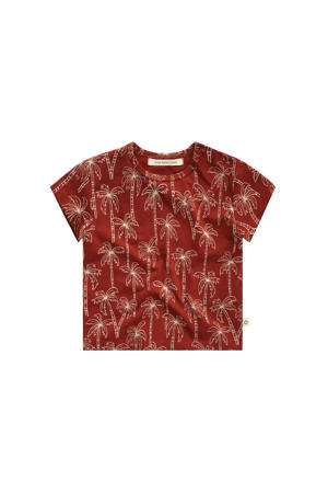 T-shirt met all over print roodbruin