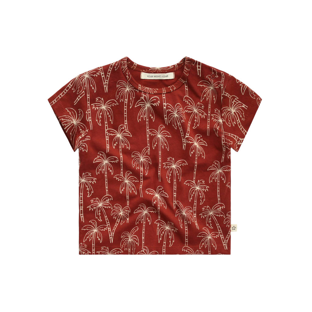 Your Wishes T-shirt met all over print roodbruin, Roodbruin