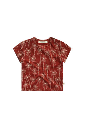 T-shirt met all over print roodbruin