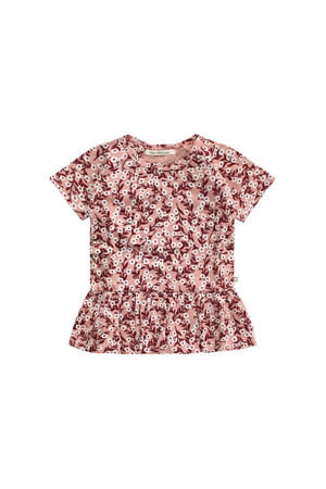 T-shirt met all over print roodbruin/wit