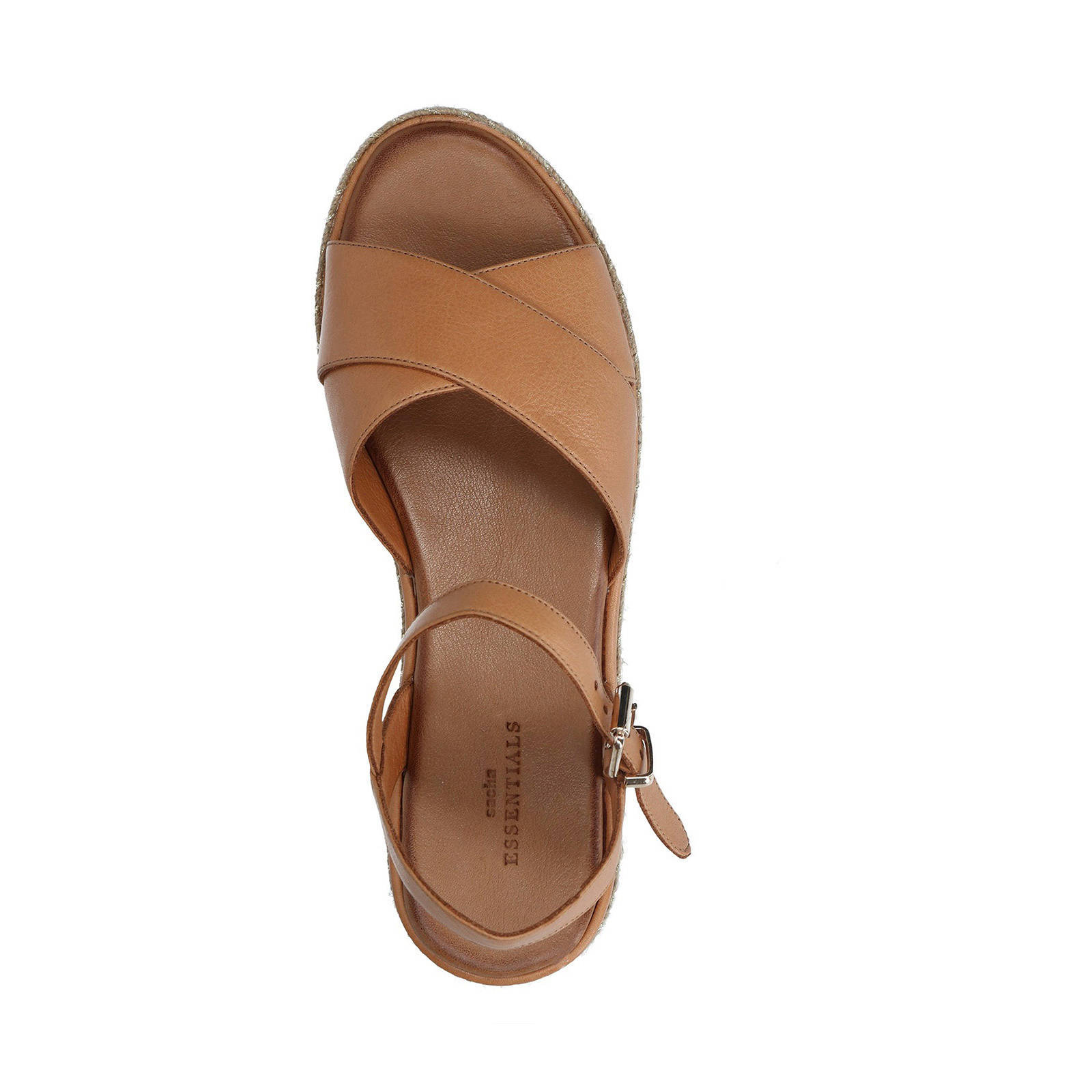 Sacha leren plateau sandalen cognac | wehkamp