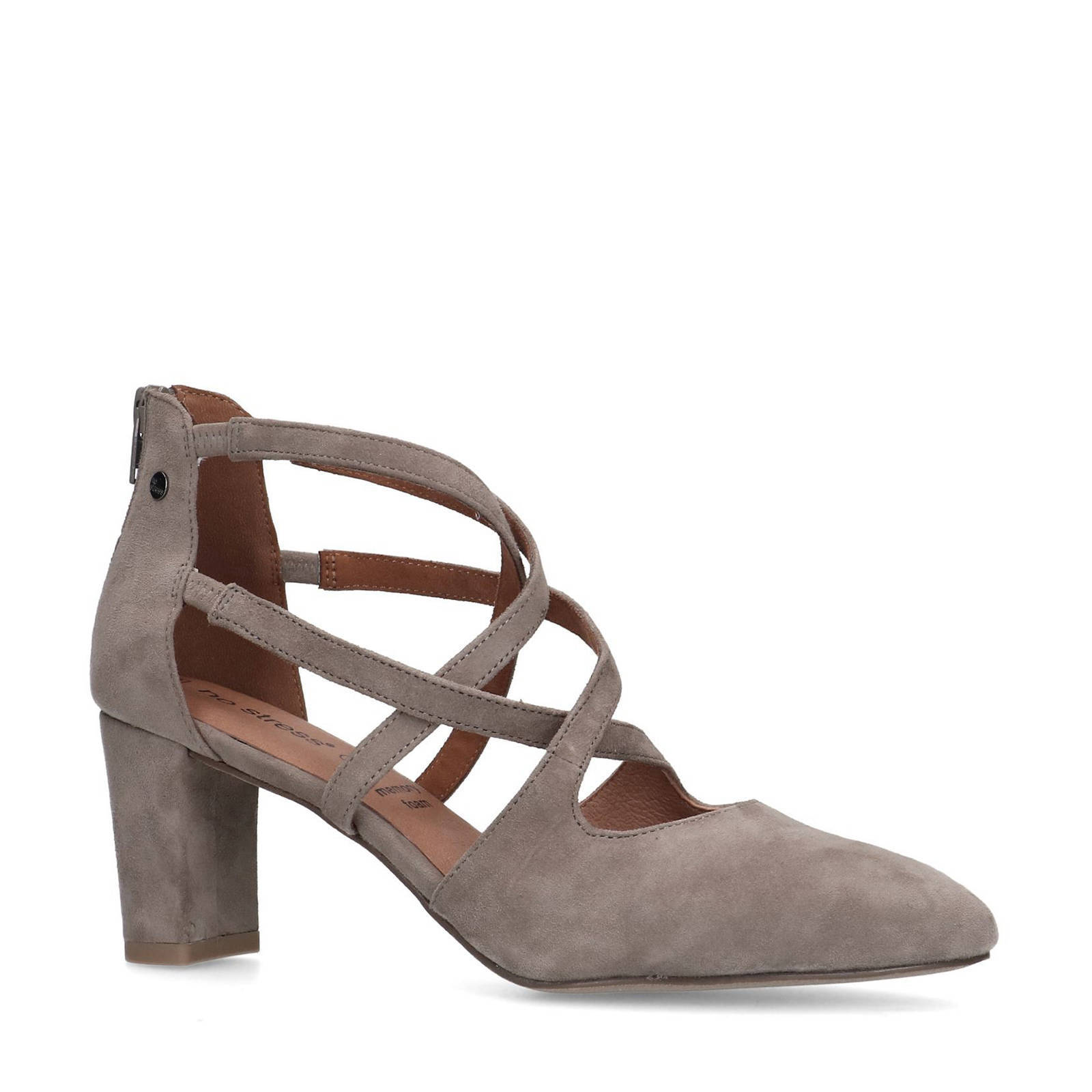 No Stress suède pumps taupe/grijs | wehkamp