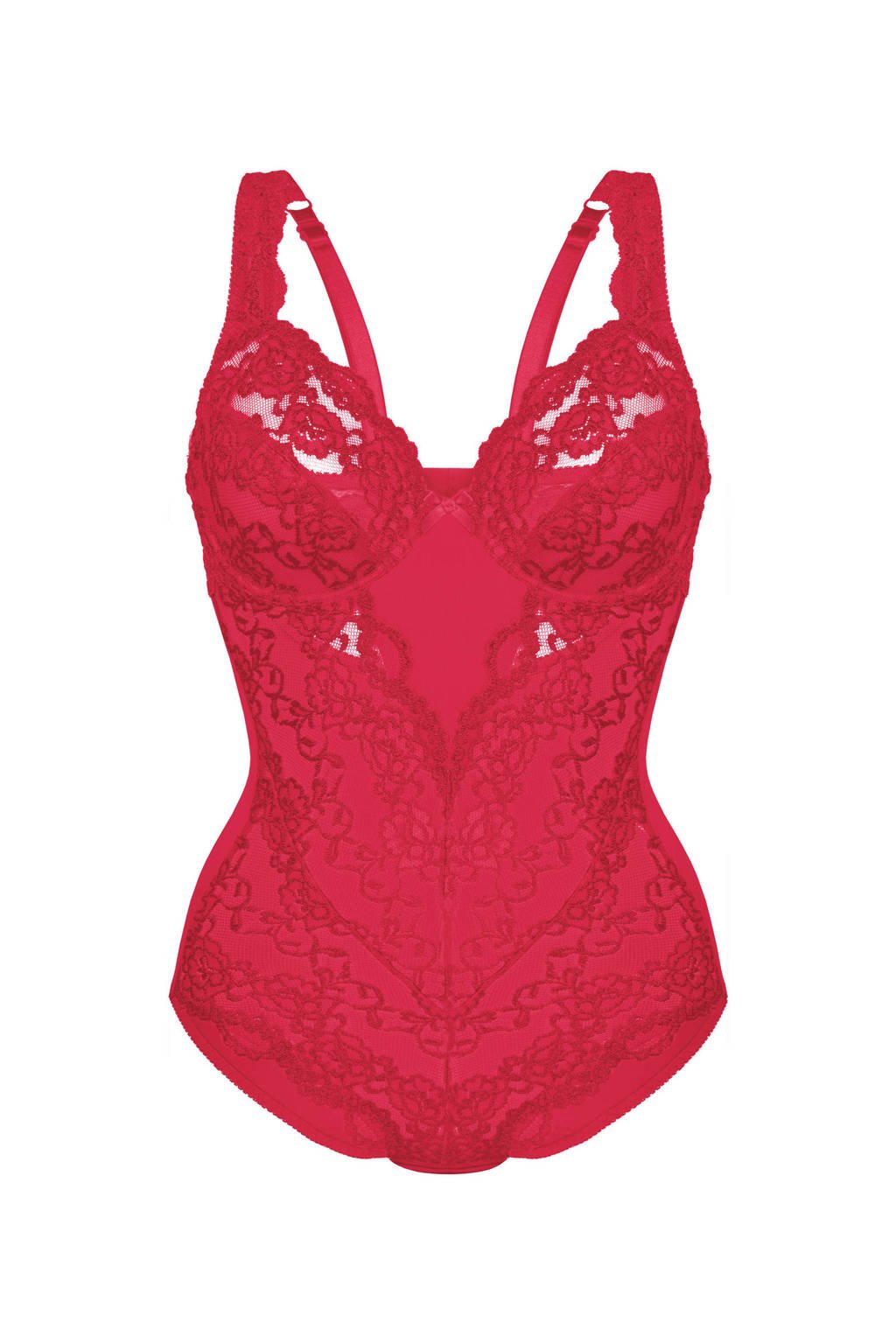 Sassa Mode corrigerende body Classic Lace met kant rood, Rood