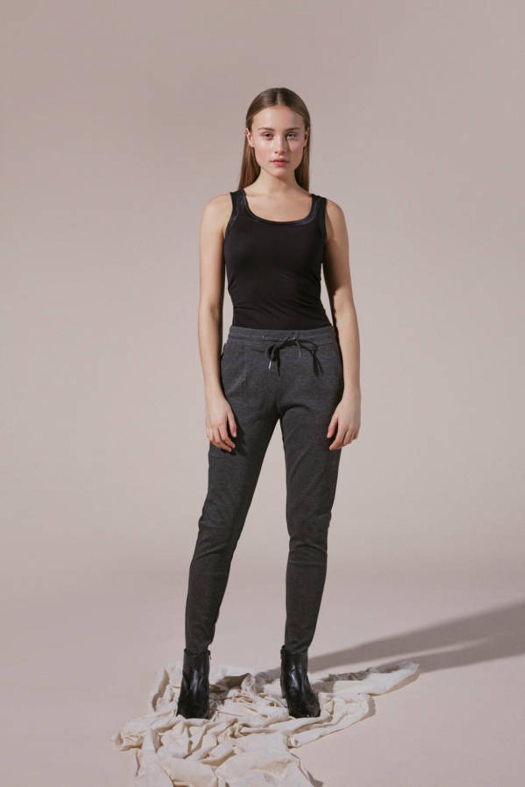 ICHI slim fit broek IHKATE PA2 donkergrijs