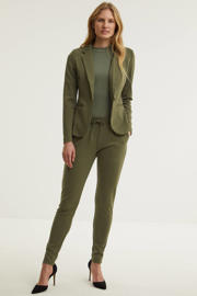 thumbnail: Groene dames ICHI getailleerde blazer van polyester met effen, lange mouwen, reverskraag en knoopsluiting