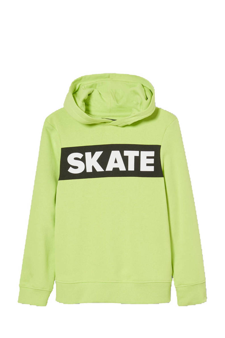 C&A Skate Nation hoodie met tekst limegroen/zwart/wit wehkamp