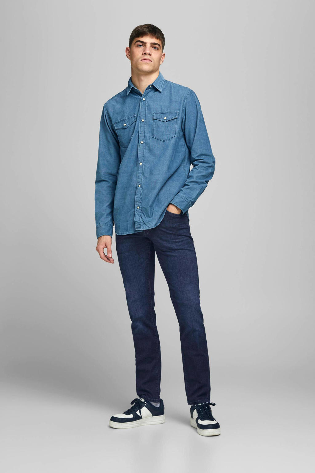 JACK & JONES JEANS INTELLIGENCE slim fit jeans JJIGLENN JJICON blue denim