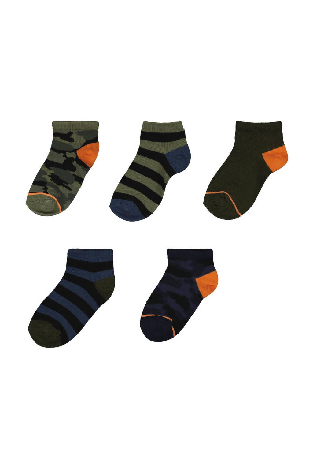 HEMA sokken - set van 5 kaki/zwart, Kaki/zwart