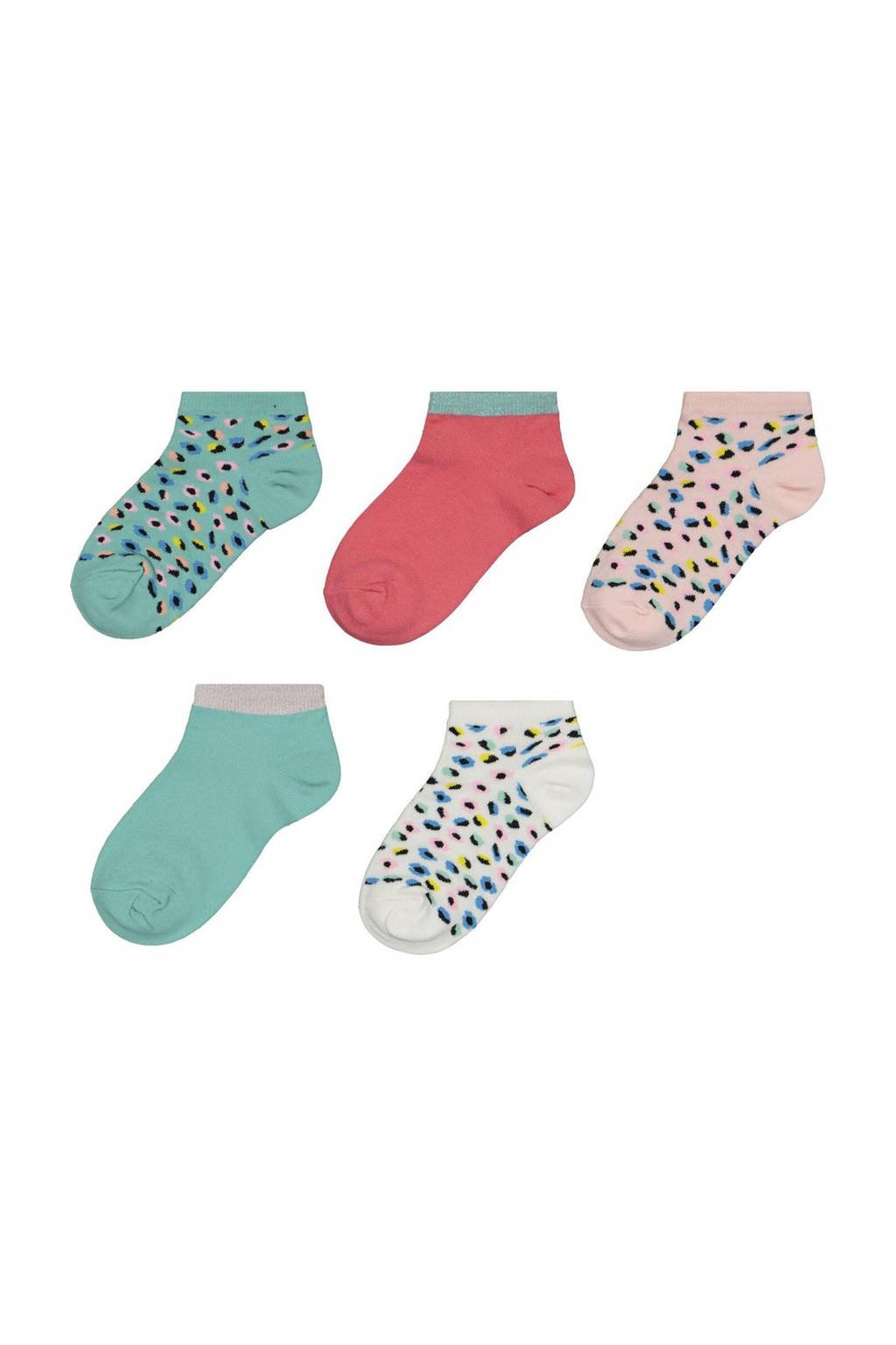 HEMA sokken - set van 5 blauw/roze, Blauw/roze