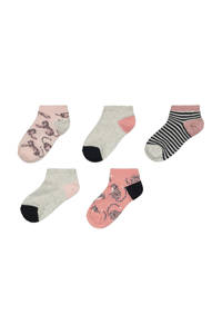 HEMA sokken - set van 5 roze/grijs, Roze/grijs
