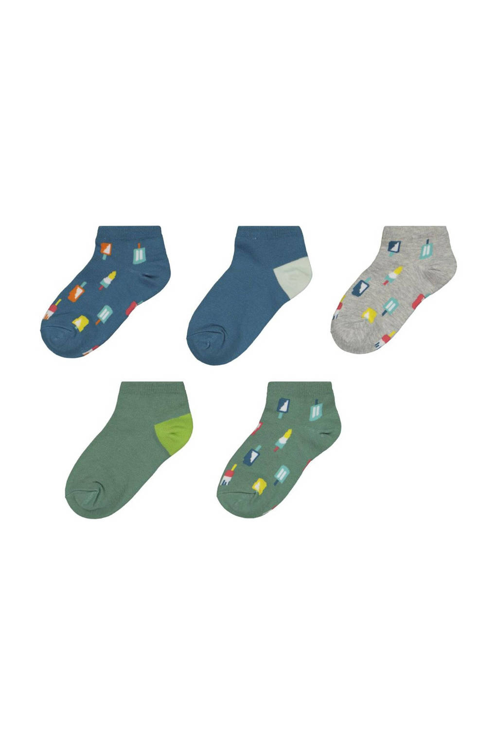 HEMA sokken - set van 5 groen/blauw, Groen/blauw