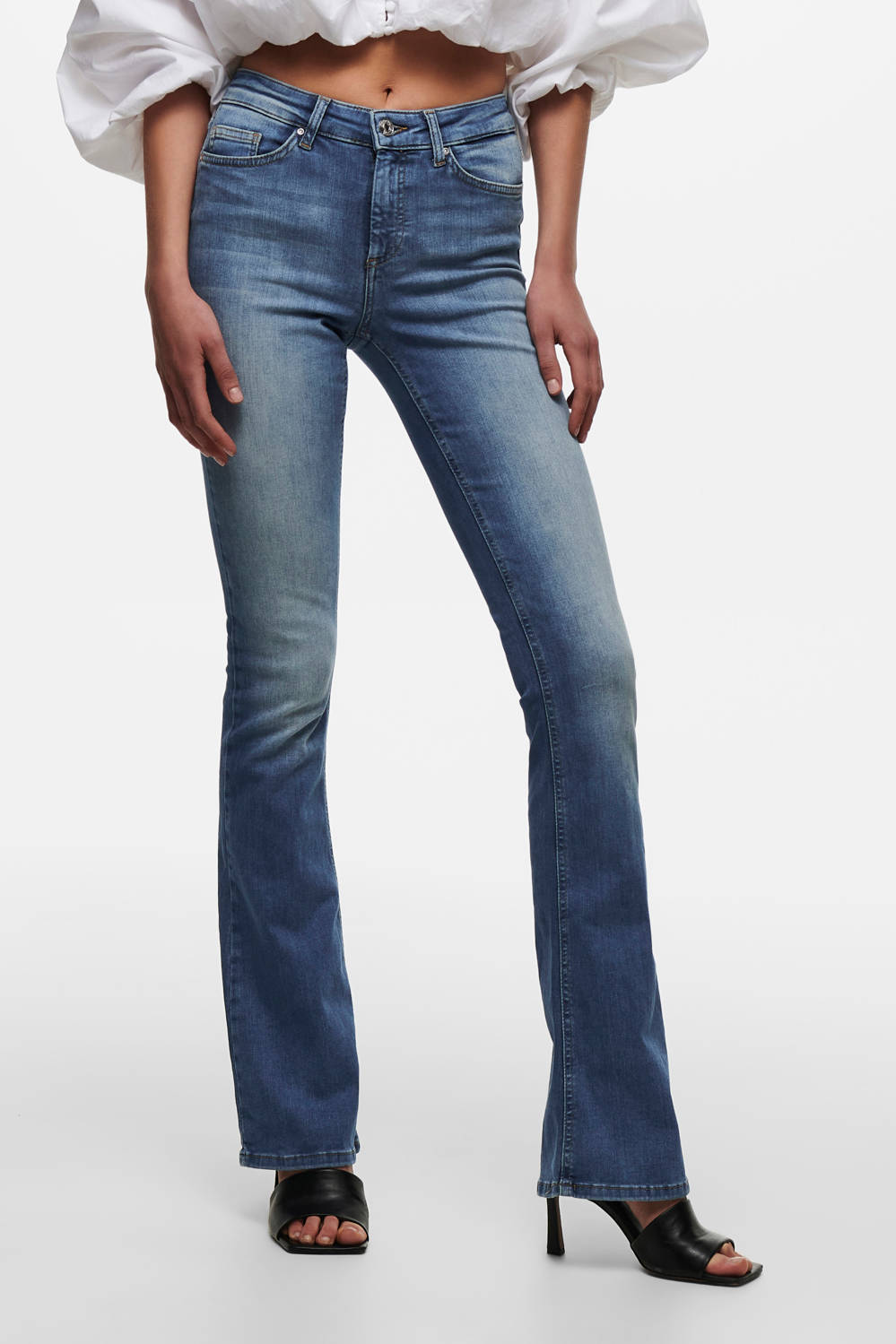 TOPSHOP Denim Joni Flared Jeans in het Zwart Dames Kleding voor voor Jeans voor Flared jeans 
