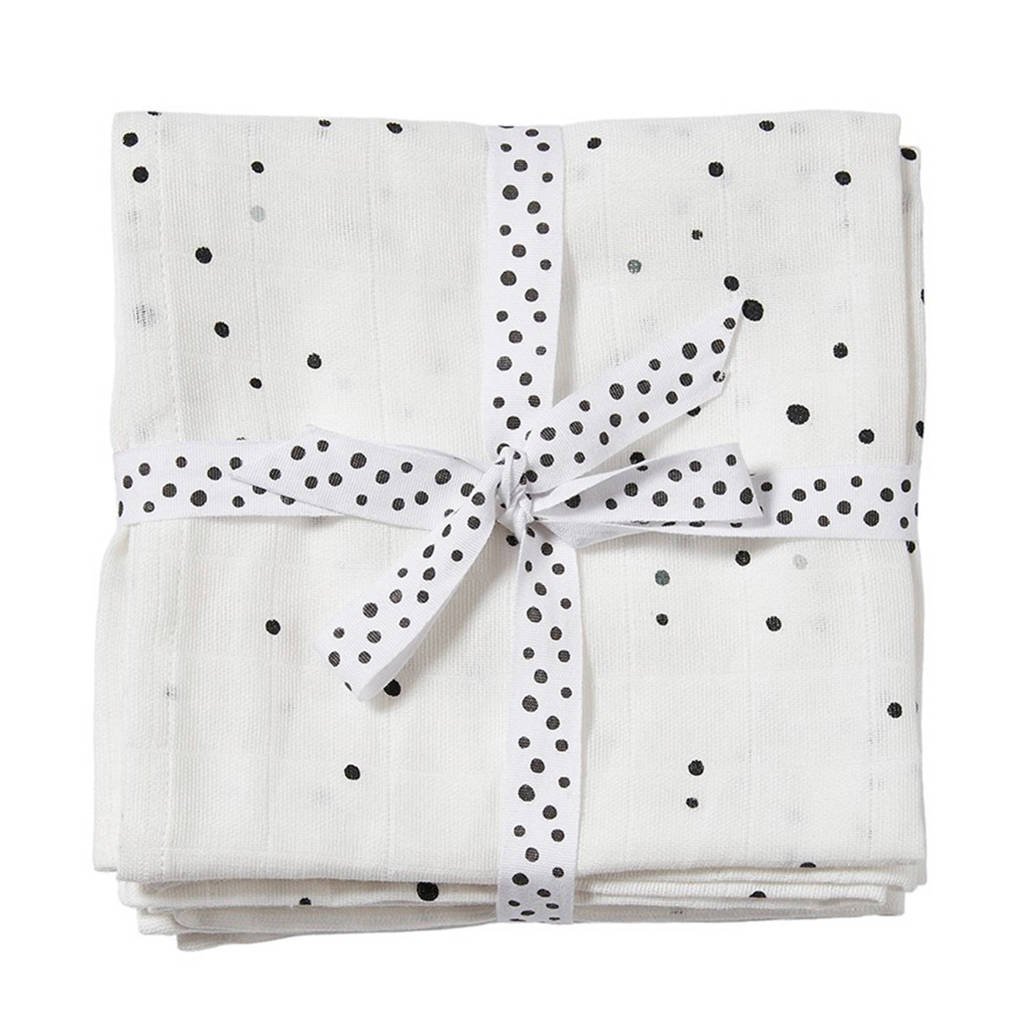 Done by Deer hydrofiele wikkeldekens 120x120 Dreamy dots (set van 2) Black/White, Black/white