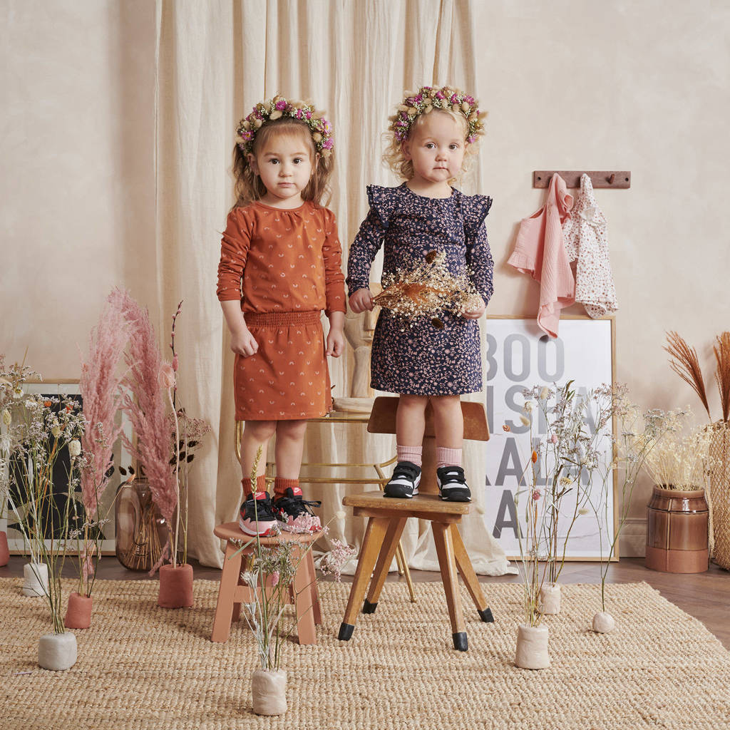 Baffle Invloed consumptie Z8 jurk Poppy met all over print en ruches donkerblauw/oudroze | wehkamp