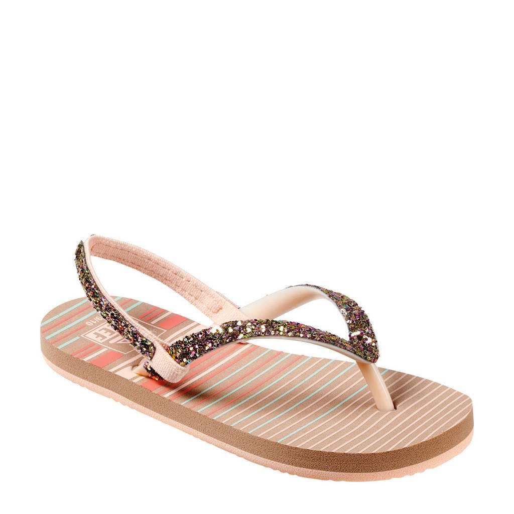 Reef Little Stargazer Prints teenslippers met glitters roze, Roze/Peach
