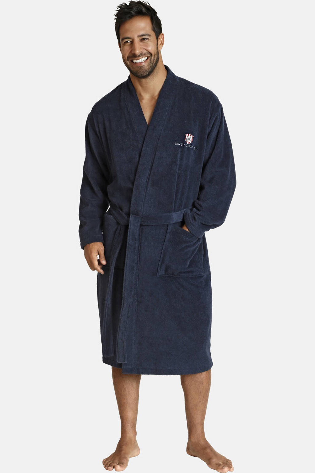 Jan Vanderstorm Plus Size badstof badjas JANNING donkerblauw