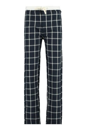 geruite regular fit pyjamabroek Lake donkerblauw/wit