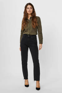 VERO MODA high waist straight fit jeans VMBRENDA met biologisch katoen zwart, Zwart