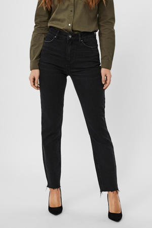 high waist straight fit jeans VMBRENDA met biologisch katoen zwart