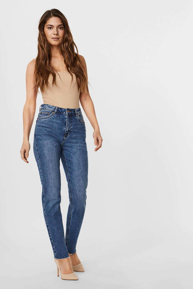 VERO MODA high waist straight fit jeans medium blue denim |