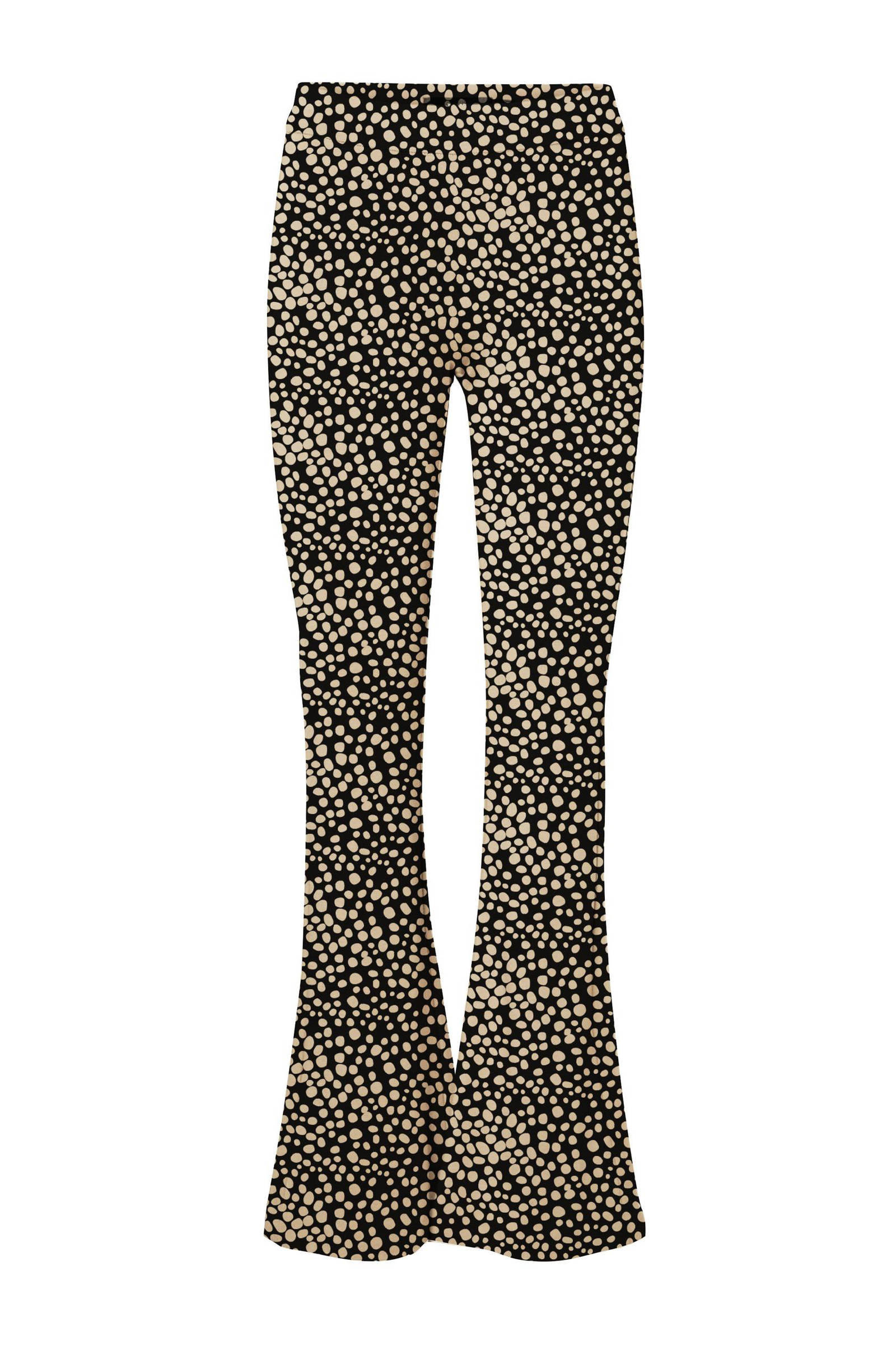 VERO MODA flared legging VMKAMMA met all over print zwart/beige | wehkamp