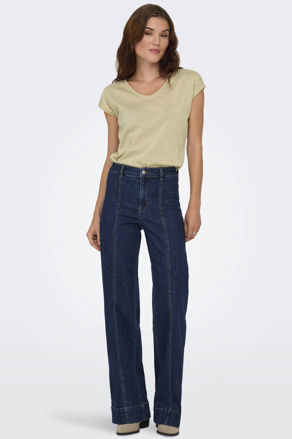ONLY top ONLSILVERY met glitters ecru