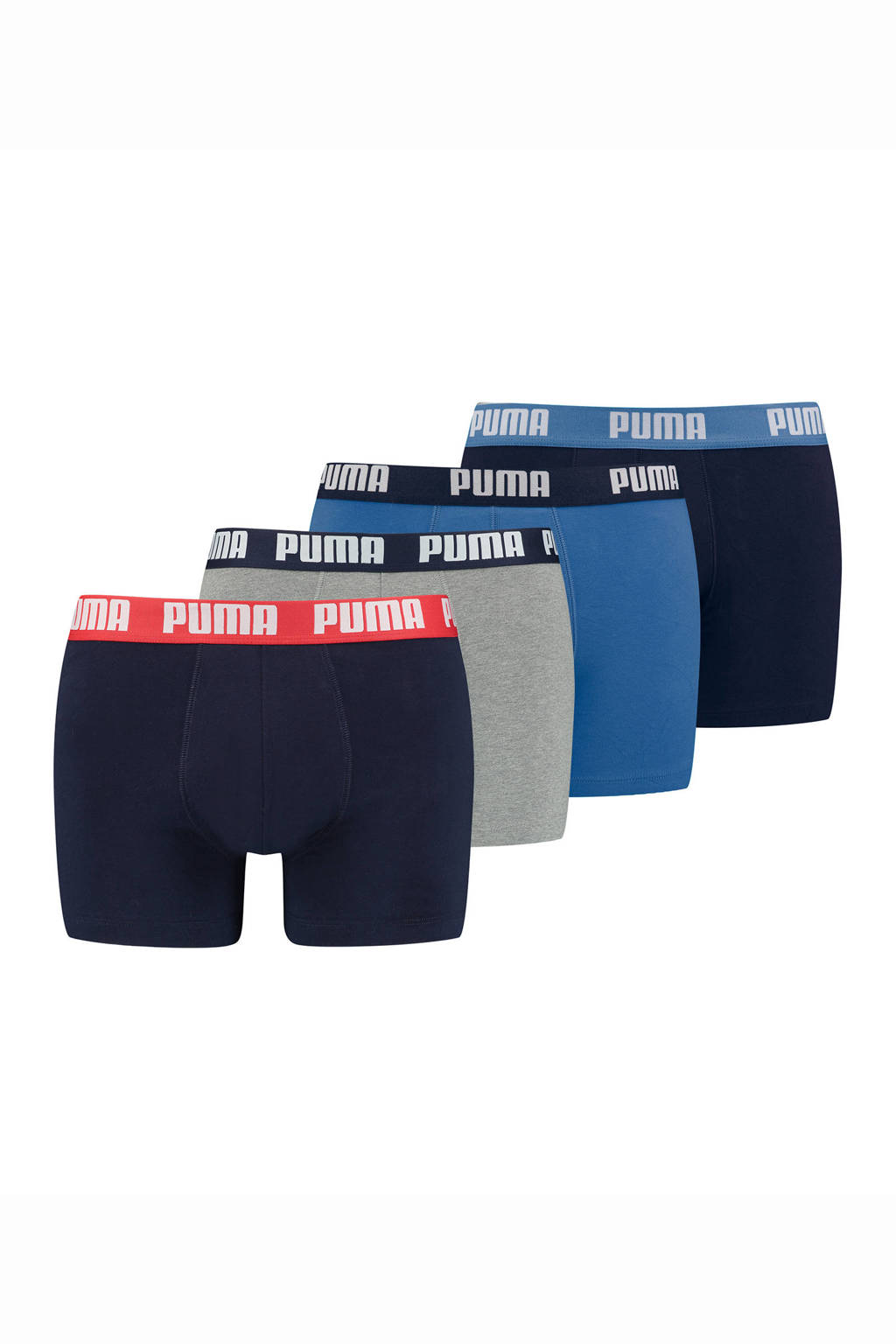 Puma boxershort (set van 4), Blauw/grijs/zwart/rood