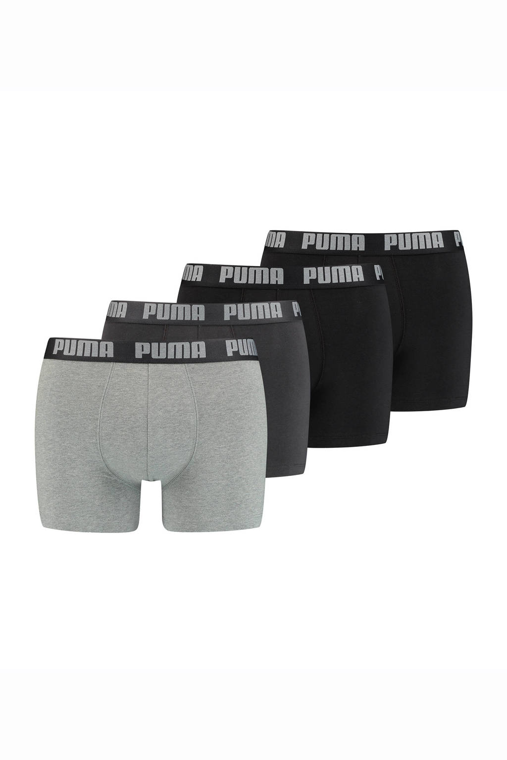 Puma boxershort (set van 4), Zwart/grijs